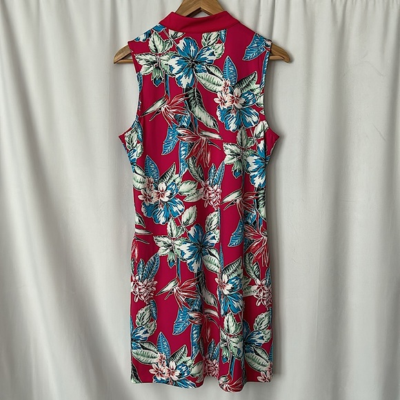 Tommy Bahama Pink Tropical Floral Sleeveless Golf Dress **Size L** 🌸🌴🌸🌴 - Picture 2 of 6